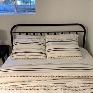 Farmhouse black and white stripe duvet cover set